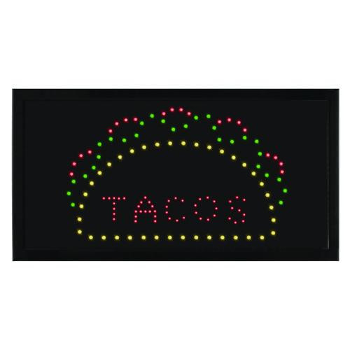 LED Rectangular TACO Sign, 19 x 10, Black Frame, Green/Red/Yellow Graphics