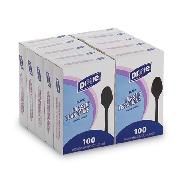 Plastic Cutlery, Heavy Mediumweight Spoon, Black, 100/Box, 10 Boxes/Carton