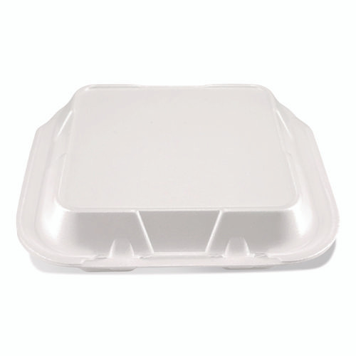 Foam Hinged Lid Containers, 9 x 10 x 3, White, Foam, 200/Carton