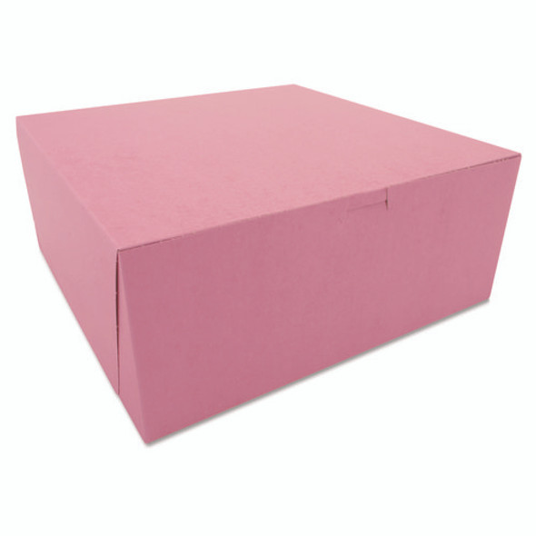 Pink One-Piece Non-Window Bakery Box, 12 x 12 x 5, Pink, Paper, 100/Carton