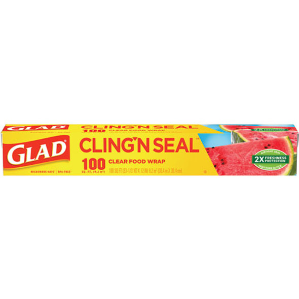Cling'N Seal Plastic Food Wrap, 12" x 33.3 yd, 100 sq ft Roll, 16 Rolls/Carton Cling'N Seal Plastic Food Wrap, 12" x 33.3 yd, 100 sq ft Roll, 16 Rolls/Carton