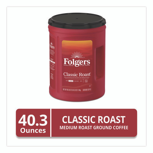 Classic Roast Ground Coffee, 40.3 oz Canister, 6/Carton