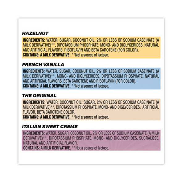 Liquid Coffee Creamer, French Vanilla/Hazelnut/Italian Sweet Cream/Original, 0.38 oz Mini Cups, 200/Carton