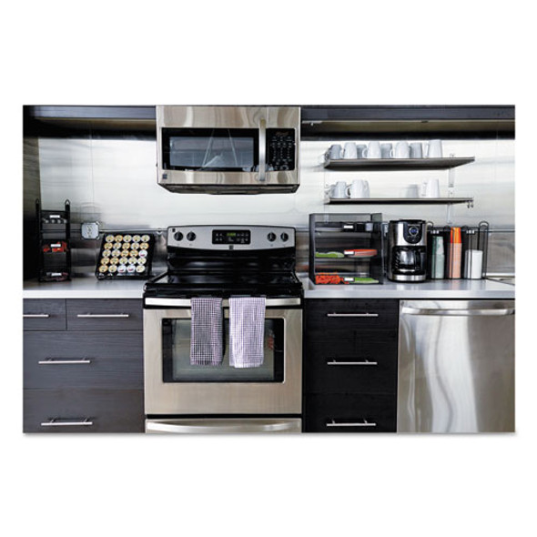 Onyx Breakroom Organizers, 7 Compartments, 16 x 8.5 x 5.25, Steel Mesh, Black