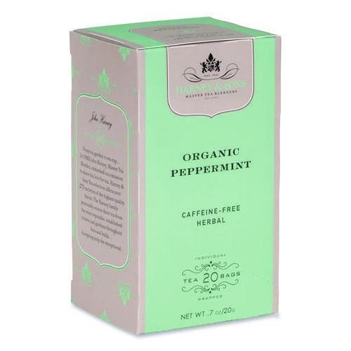 Premium Tea, Organic Peppermint Herbal Tea, Individually Wrapped Tea Bags, 20/Box