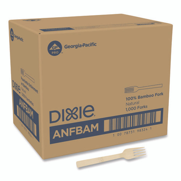 Bamboo Cutlery, Mediumweight Fork, Paper, Light Golden, 100/Pack, 10 Packs/Carton