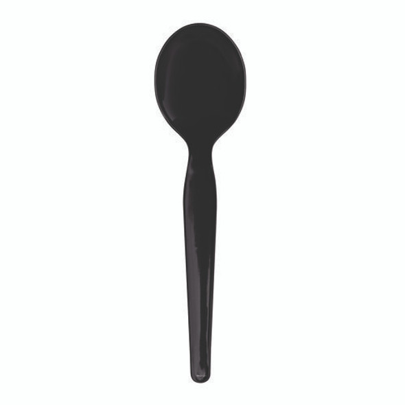 Heavyweight Wrapped Polystyrene Cutlery, Soup Spoon, Plastic, Black, 1,000/Carton Heavyweight Wrapped Polystyrene Cutlery, Soup Spoon, Plastic, Black, 1,000/Carton