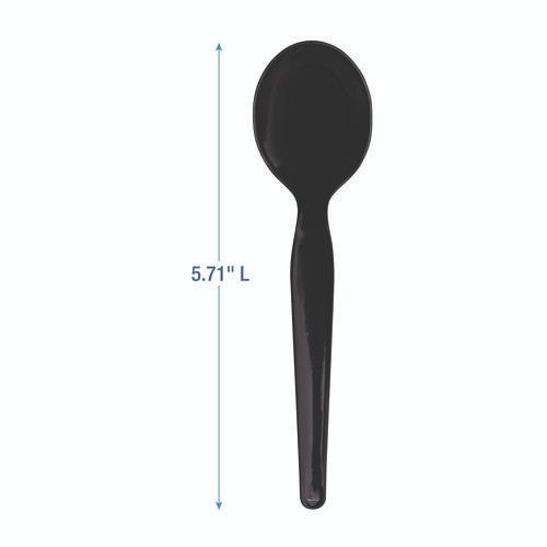 Heavyweight Wrapped Polystyrene Cutlery, Soup Spoon, Plastic, Black, 1,000/Carton