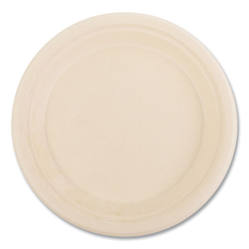 Bagasse PFAS-Free Dinnerware, Plate, Sugarcane, 9" dia, Tan, 500/Carton