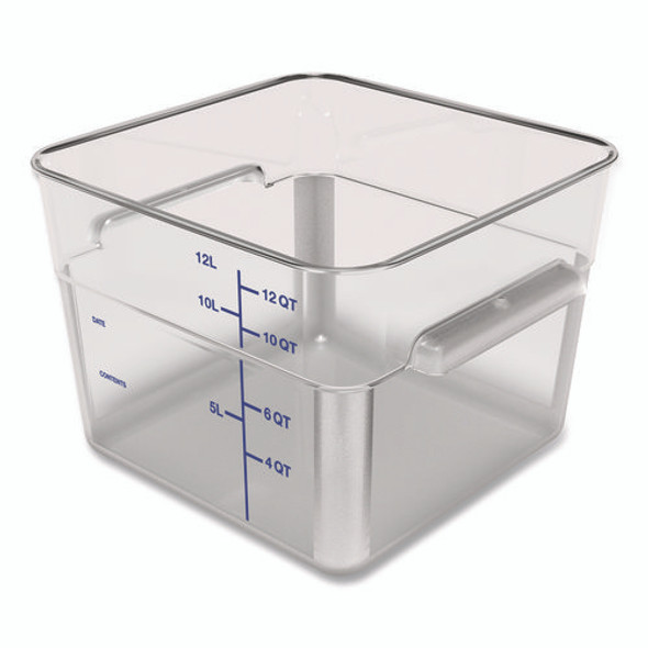 Squares Polycarbonate Food Storage Container, 12 qt, 11.13 x 11.13 x 8.25, Clear, Plastic