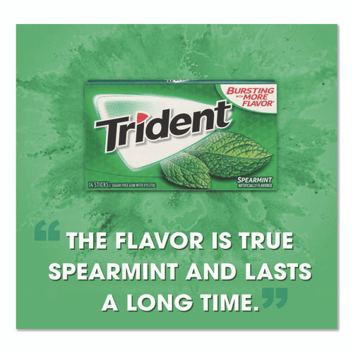 Sugar-Free Gum, Spearmint, 14 Sticks/Pack, 12 Packs/Box