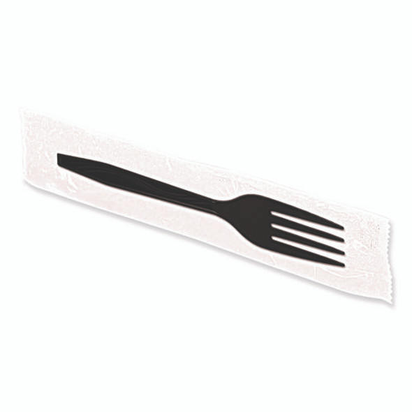 Dispens-a-Fork, Individually Wrapped, Mediumweight Fork, Plastic, Black, 100/Box Dispens-a-Fork, Individually Wrapped, Mediumweight Fork, Plastic, Black, 100/Box