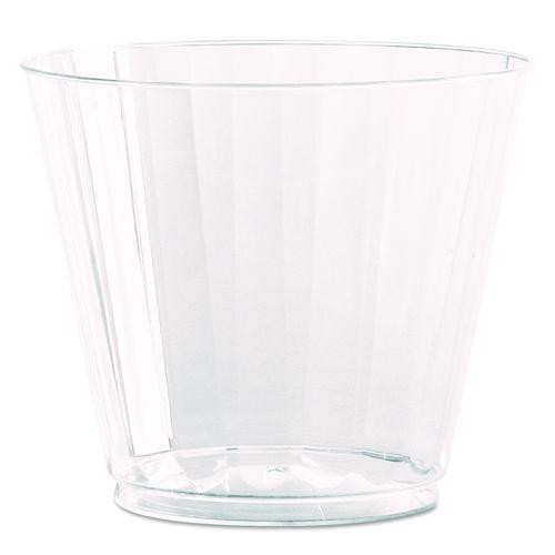 Classic Crystal Plastic Tumblers, 9 oz, Clear, Fluted, Squat, 20/Pack, 12 Packs/Carton