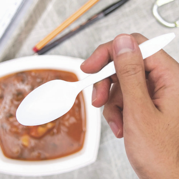 Style Setter Mediumweight Plastic Spoons, White, 1,000/Carton