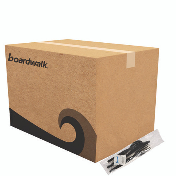 Six-Piece Cutlery Kit, Heavyweight, Fork/Knife/Napkin/Pepper/Salt/Spoon, Plastic, Black, 250/Carton