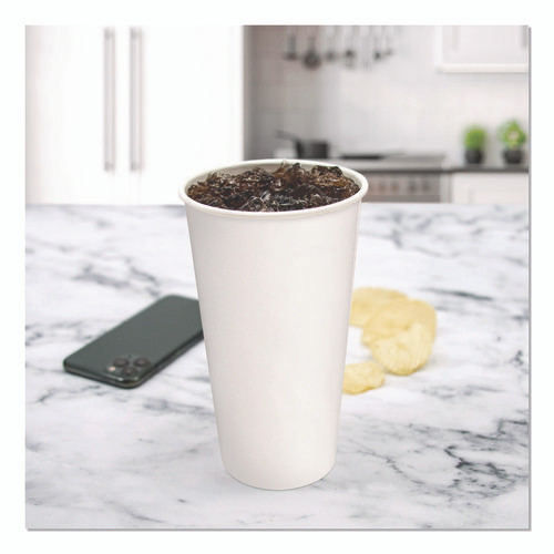 Double Sided Poly (DSP) Paper Cold Cups, 28 oz to 32 oz, White, 40 Cups/Sleeve, 12 Sleeves/Carton