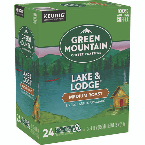 Lake and Lodge Coffee K-Cups, Medium Roast, 24/Box