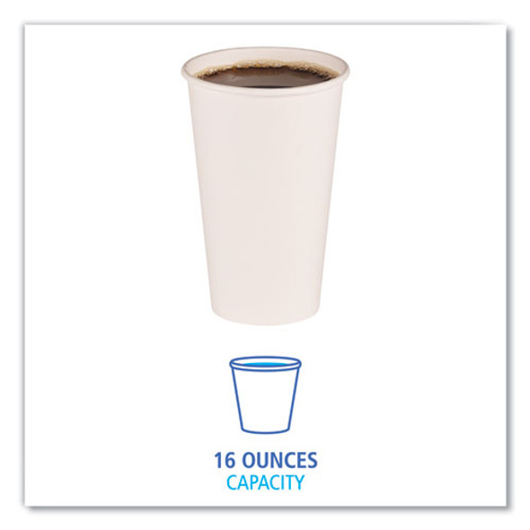 Paper Hot Cups, 16 oz, White, 50/Sleeve, 20 Sleeves/Carton