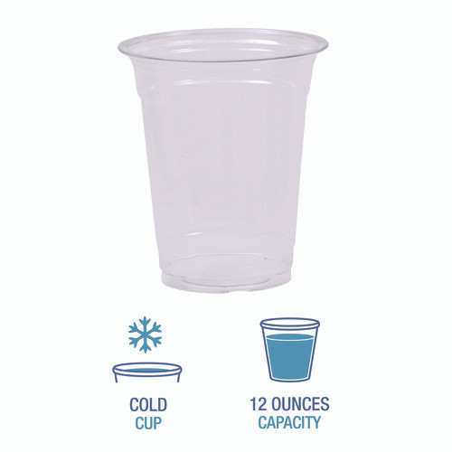 Clear Plastic Cold Cups, 12 oz, 50/Sleeve, 20 Sleeves/Carton
