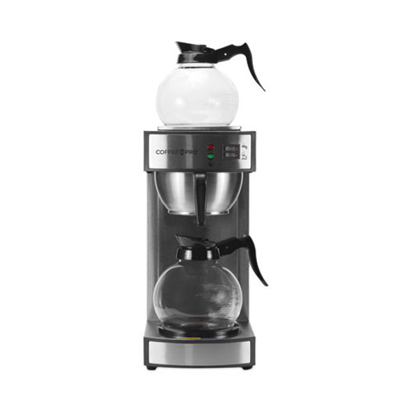 Two-Burner Institutional Coffeemaker, 10/12 Cup, 8.75 x 14.75 x 15.25, Stainless Steel