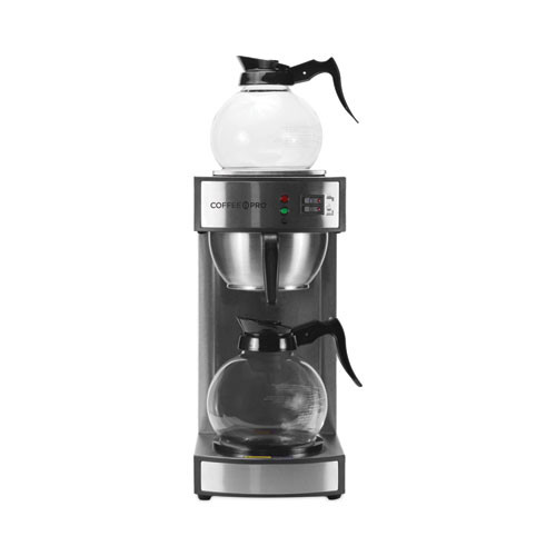 Two-Burner Institutional Coffeemaker, 10/12 Cup, 8.75 x 14.75 x 15.25, Stainless Steel