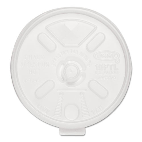 Lift n' Lock Plastic Hot Cup Lids, With Straw Slot, Fits 10 oz to 14 oz Hot Cups, Translucent, 100/Sleeve, 10 Sleeves/Carton