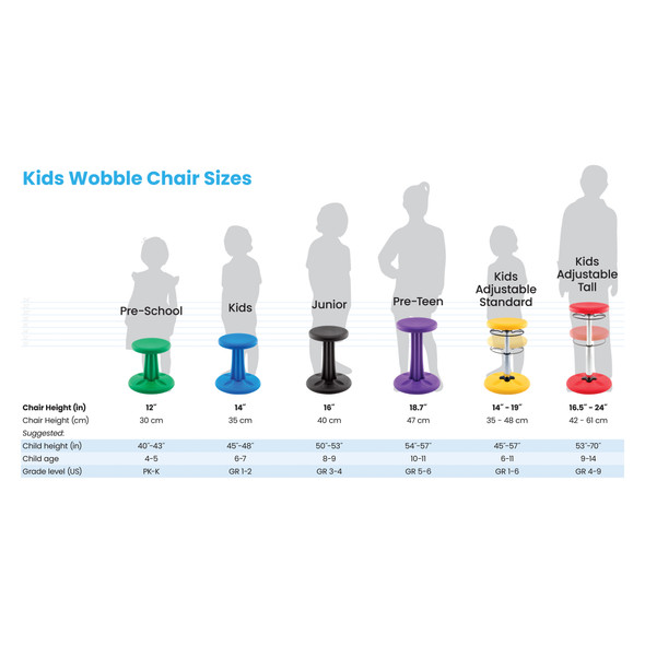 Kids Adjustable Tall Wobble Chair 16.5-24", Grey