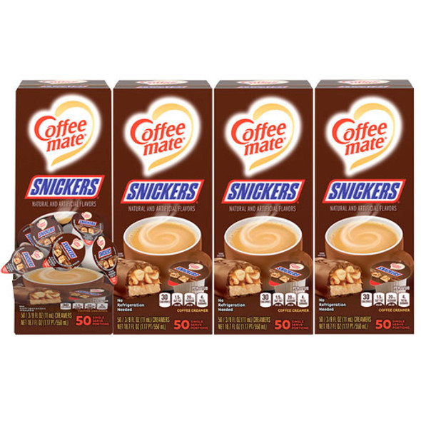 Liquid Coffee Creamer, Snickers, 0.38 oz Mini Cups, 200/Carton