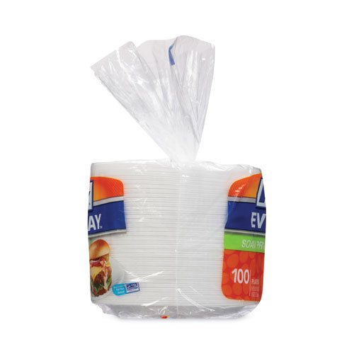 Soak Proof Tableware, Plate, Foam, 8.88" dia, White, 100/Pack, 6 Packs/Carton