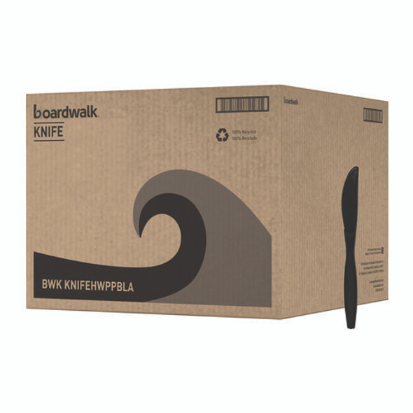 Heavyweight Polypropylene Cutlery, Knife, Plastic, Black, 1,000/Carton