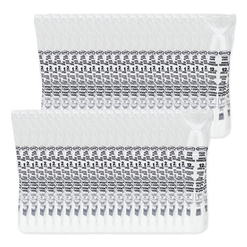 Foam Drink Cups, 12 oz, Squat, White, 1,000/Carton