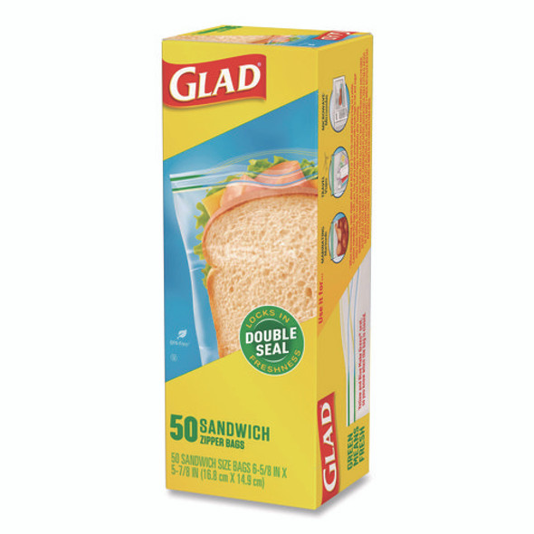Zipper Food Storage Plastic Sandwich Bags, 6.63 x 5.88, Clear, 50 Bags/Box, 12 Boxes/Carton