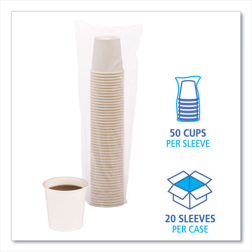 Paper Hot Cups, 4 oz, White, 50/Sleeve, 20 Sleeves/Carton