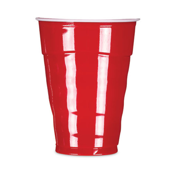 Easy Grip Disposable Plastic Party Cups, 9 oz, Red, 50/Pack, 12 Packs/Carton