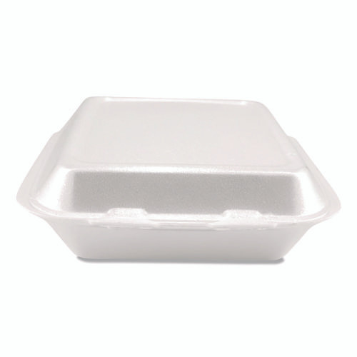Foam Hinged Lid Containers, 3-Compartment, 7.56 x 8.25 x 2.38, White, Foam, 200/Carton