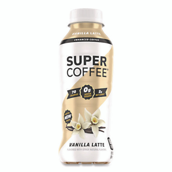 Super Coffee Ready-to-Drink Coffee, Vanilla Latte, 12 oz Bottle, 12/Carton