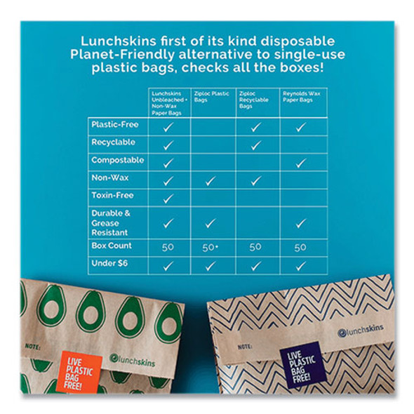 XL Sandwich Bag with Resealable Stickers, 7.1" x 2" x 9.1", Black Stripes/Natural Kraft, 50/Box XL Sandwich Bag with Resealable Stickers, 7.1" x 2" x 9.1", Black Stripes/Natural Kraft, 50/Box