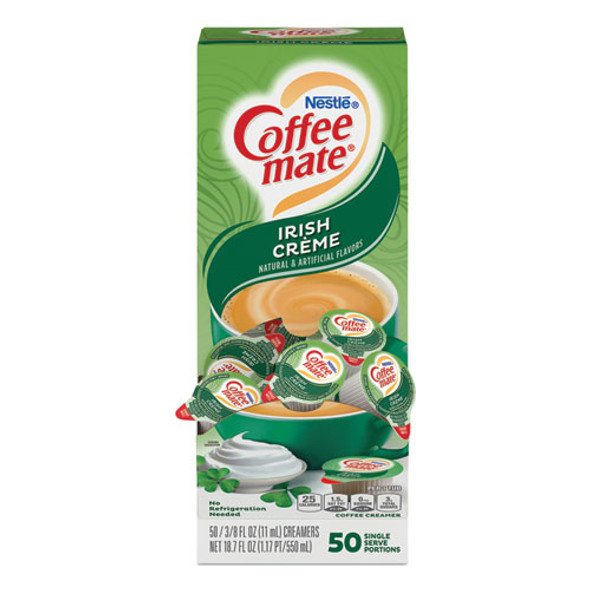 Liquid Coffee Creamer, Irish Cream, 0.38 oz Mini Cups, 50/Box, 4 Boxes/Carton