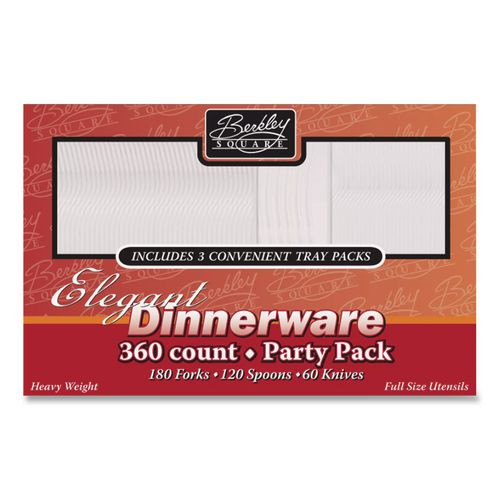Heavyweight Party Pack, Heavyweight, Fork/Knife/Spoon, Plastic, Clear, 360/Pack