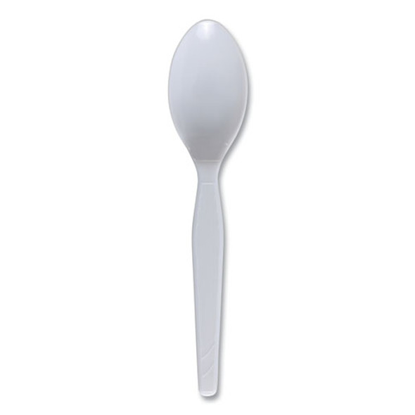 Mediumweight Polystyrene Cutlery, Spoon, Plastic, White, 100/Box Mediumweight Polystyrene Cutlery, Spoon, Plastic, White, 100/Box
