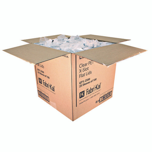 Kal-Clear/Nexclear Drink Cup Lids, X-Style Straw Slot/Flavor Buttons, Fits 9 oz to 10 oz Cold Cups, Plastic, Clear, 2,500/CT