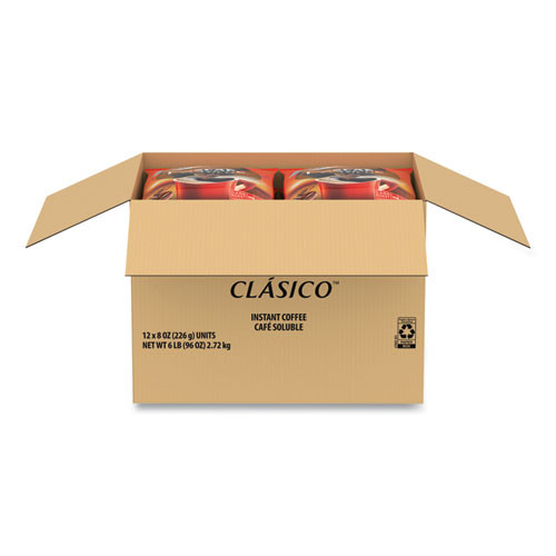 Clasico Dark Roast Instant Coffee, 8 oz, 12/Carton