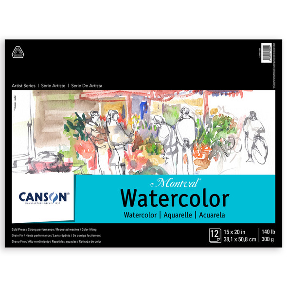 Artist Series Montval Watercolor Pad, Foldover Binding, Foldover Binding, 12 Sheet, 15x20 inch, 1 Count