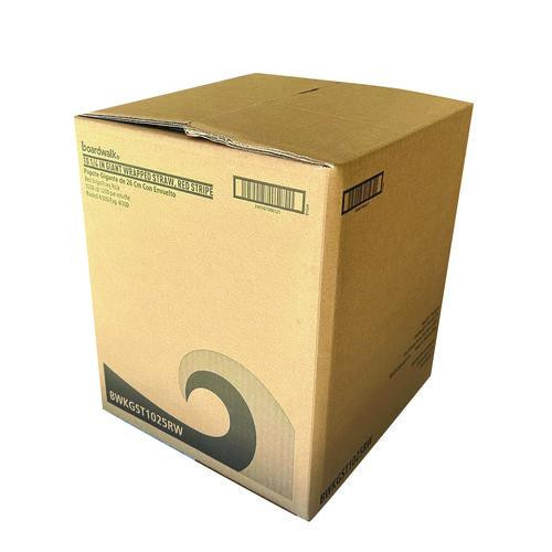 Wrapped Giant Straws, 10.25", Polypropylene, Red/White Striped, 1,200/Carton