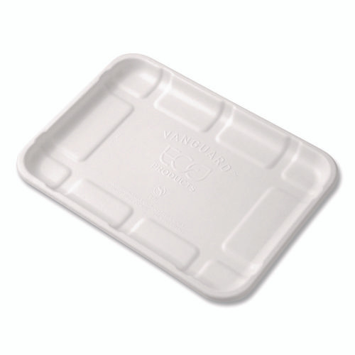 Meat and Produce Food Trays, 8.5 x 6.2 x 0.5, White, Sugarcane Fiber, 400/Carton