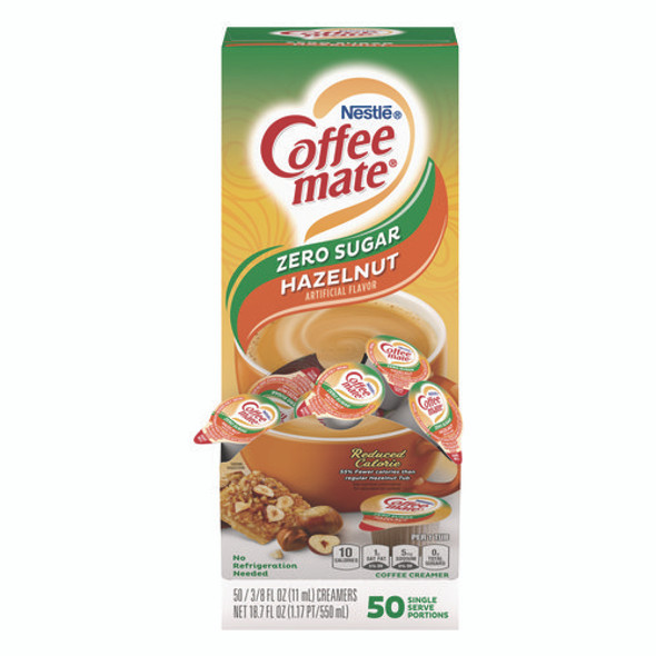 Liquid Coffee Creamer, Zero Sugar Hazelnut, 0.38 oz Mini Cups, 50/Box, 4 Boxes/Carton