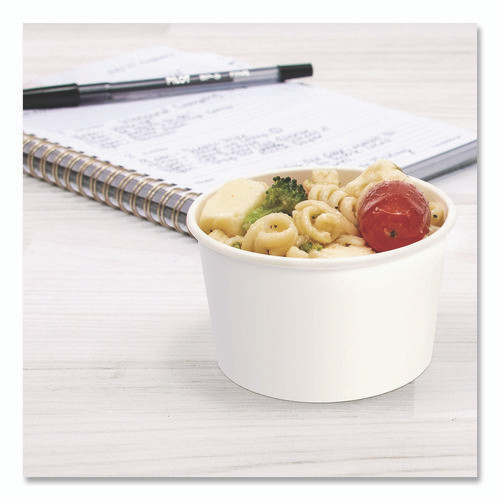 Double Poly Paper Food Containers, 5 oz, 3.38" Diameter x 2.01"h, White, Paper, 1,000/Carton