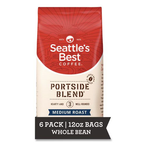Port Side Blend Whole Bean Coffee, Medium Roast, 12 oz Bag, 6/Carton