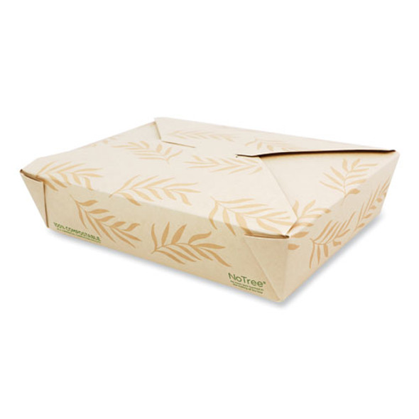 No Tree Folded Takeout Containers, 50 oz, 6.2 x 8.5 x 1.85, Natural, Sugarcane, 200/Carton