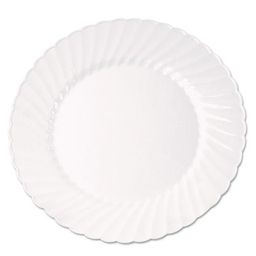 Classicware Plastic Plates, 9" dia, White, 10/Pack, 18 Packs/Carton